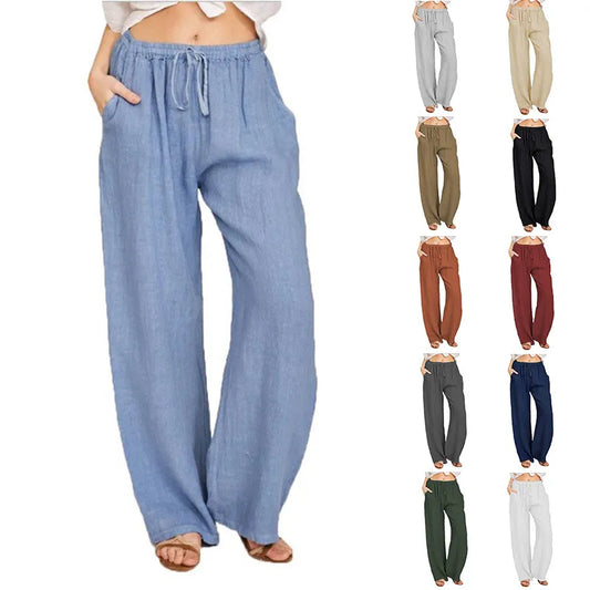 GSXLZX Summer and Autumn New Casual Women's Wear in Europe, America, and Europe Large Loose Cotton Hemp Casual Pants